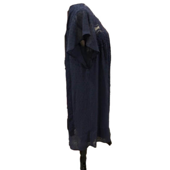 DANIEL Rainn Navy Flutter Sleeve Lace Babydoll Dress, Size Medium - Picture 8 of 16